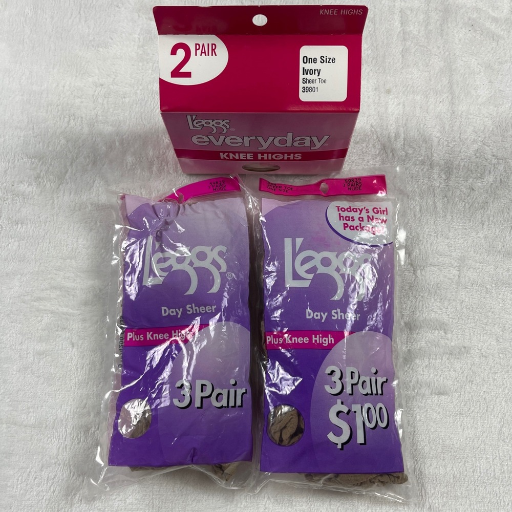 L'eggs Everyday & Day Sheer Knee Highs Bundle 8 Pairs Ivory Nude One Size